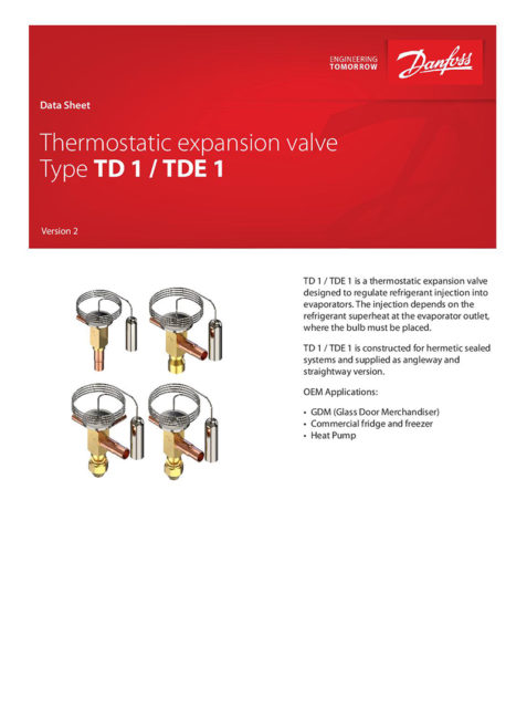 DANFOSS Thermo Exp Valves TD1-TDE1
